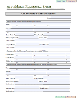 Picture of the case management client intake form